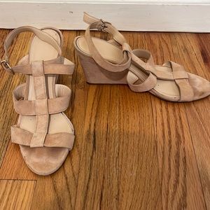 J CREW Tan Suede Wedge Sandals 10B